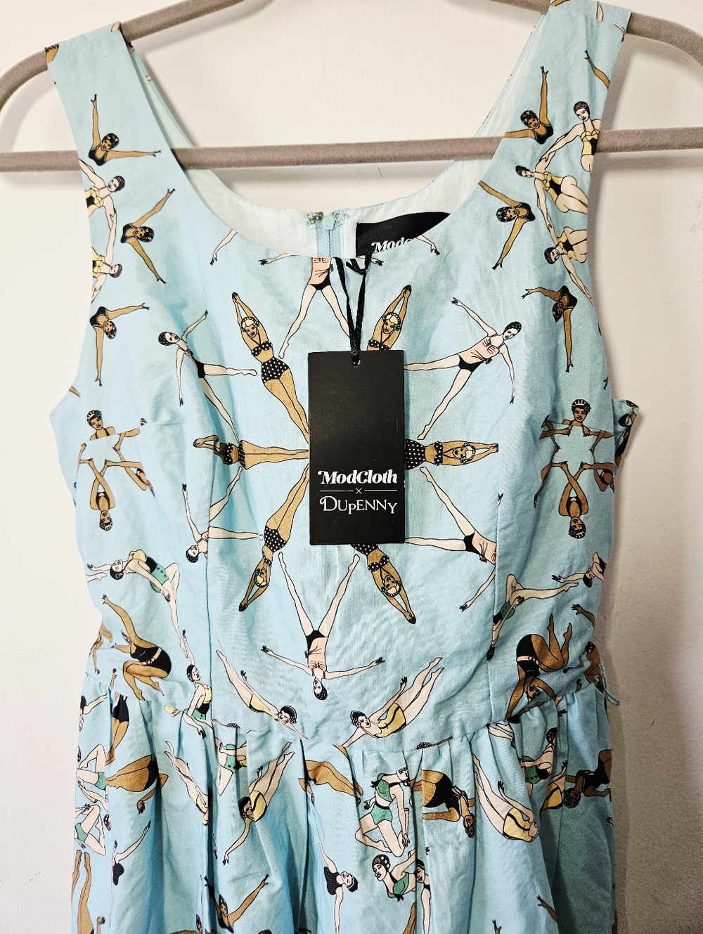 NWT Modcloth x Dupenny Retro Dress Size M Synchronized Swimming Blue - Picture 3 of 4